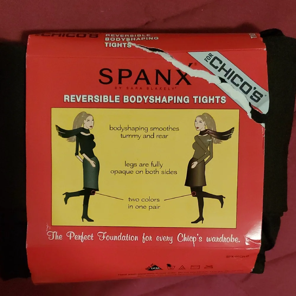SPANX 🌻 Black and Brown Reversible Bodyshaping Tights Chico's Size 3 New